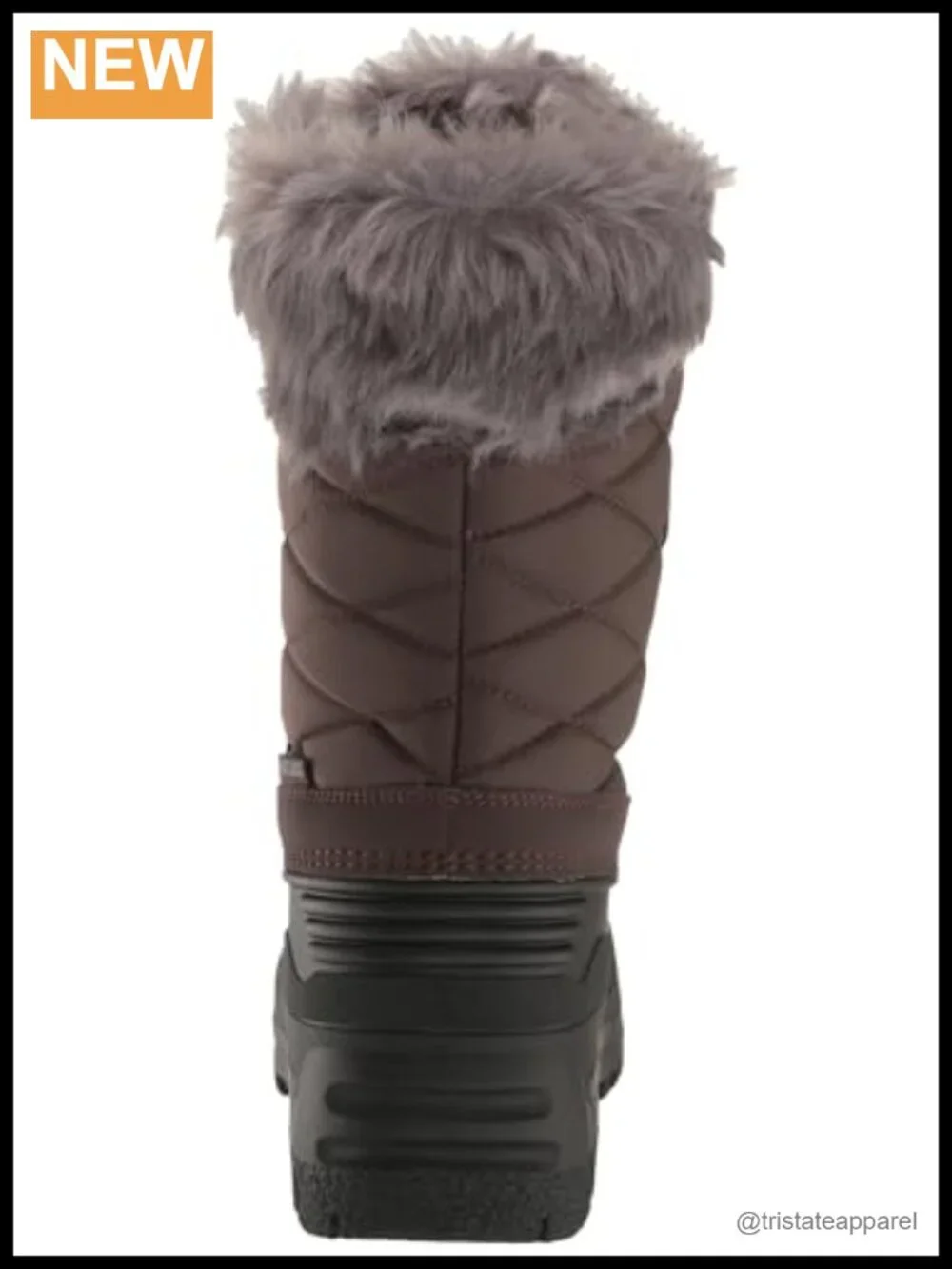 Quilted Nylon Mid-Calf Snow Boots with Faux Fur Trim, Lace-Up